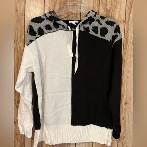 Leopard color block hoodie